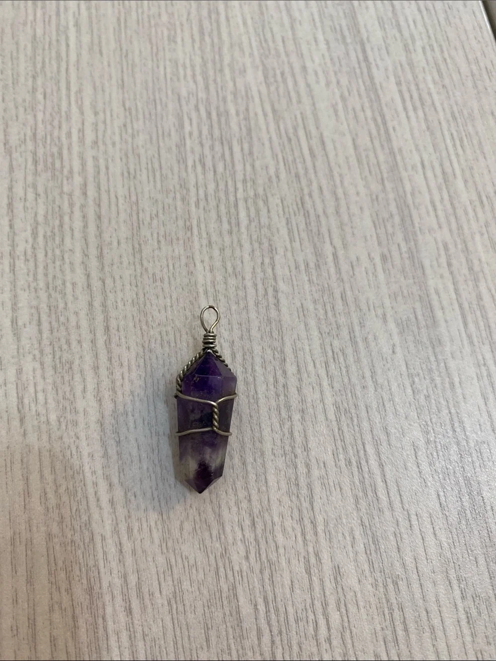 Handcrafted Purple Amethyst Crystal Pendant Necklace